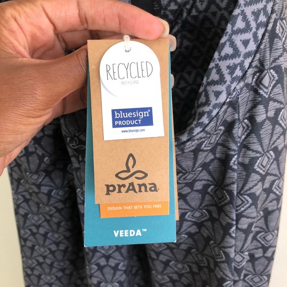 PrAna Quinn Dress is Charcoal Botanica Print - Picture 7 of 7